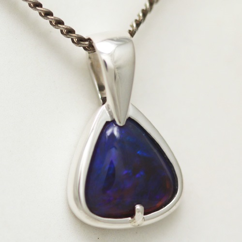 Stirling silver Pendant with SOLID BLACK OPAL Sparkling reds and orange